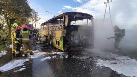 W Ustroniu (w powiecie włocławskim) spłonął autobus/fot. OSP KSRG Lubanie