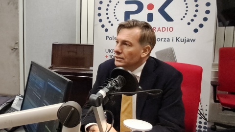 Norbert Pietrykowski w Polskim Radiu PiK podczas rozmowa z Maciejem Wilkowskim. / Fot. Radosław Łączkowski