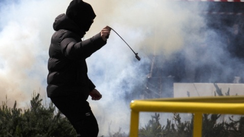 Demonstracja w drugą rocznicę największej w historii Grecji katastrofy kolejowej/fot. ACHILLEAS CHIRAS/PAP/EPA